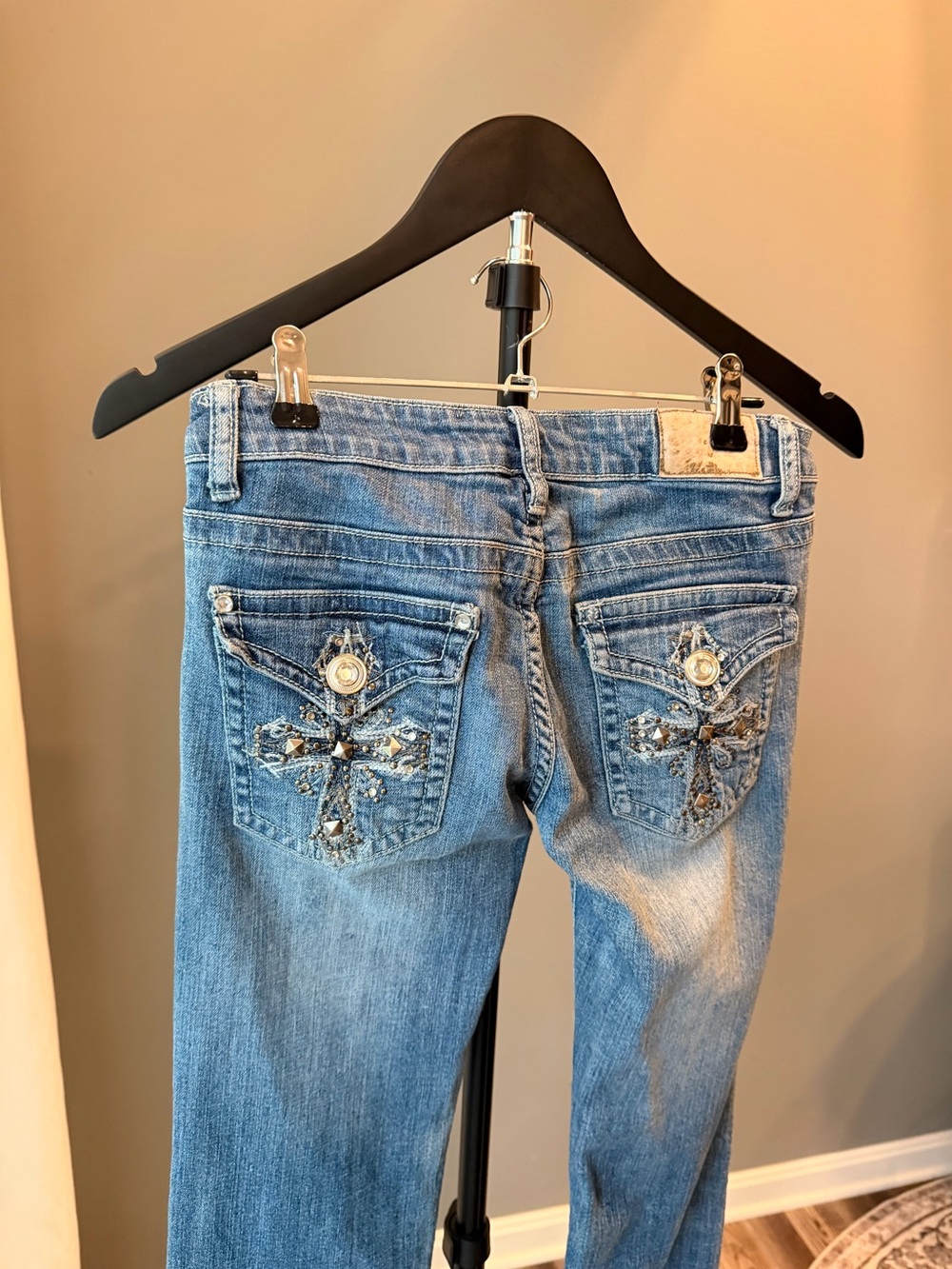 Vintage Y2K Premiere Cotton Mid Rise Bootcut Jeans Rhinestone Bling Western 1/2 - Picture 12 of 16